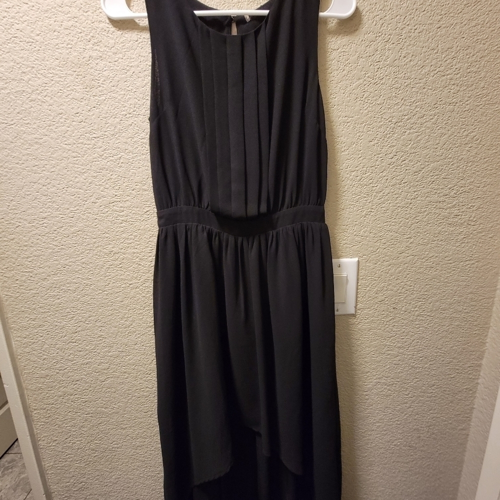 Forever 21 High Low Midi Dress Black With Pleating On Top, Size Medium
